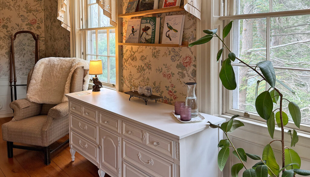 Birds of a Feather dresser by windows