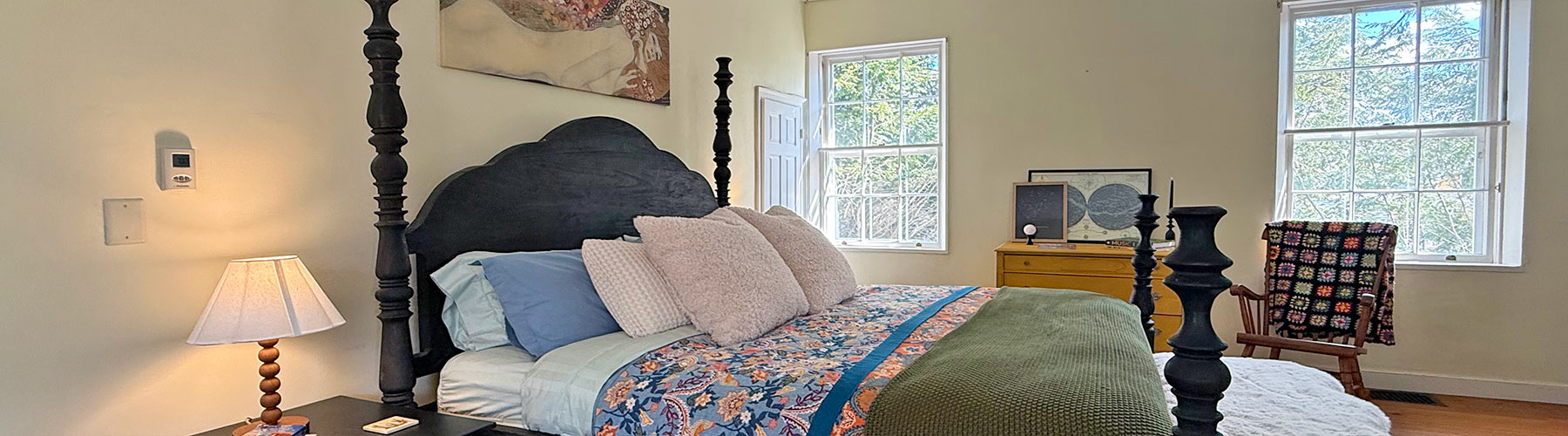 close up of guest bed